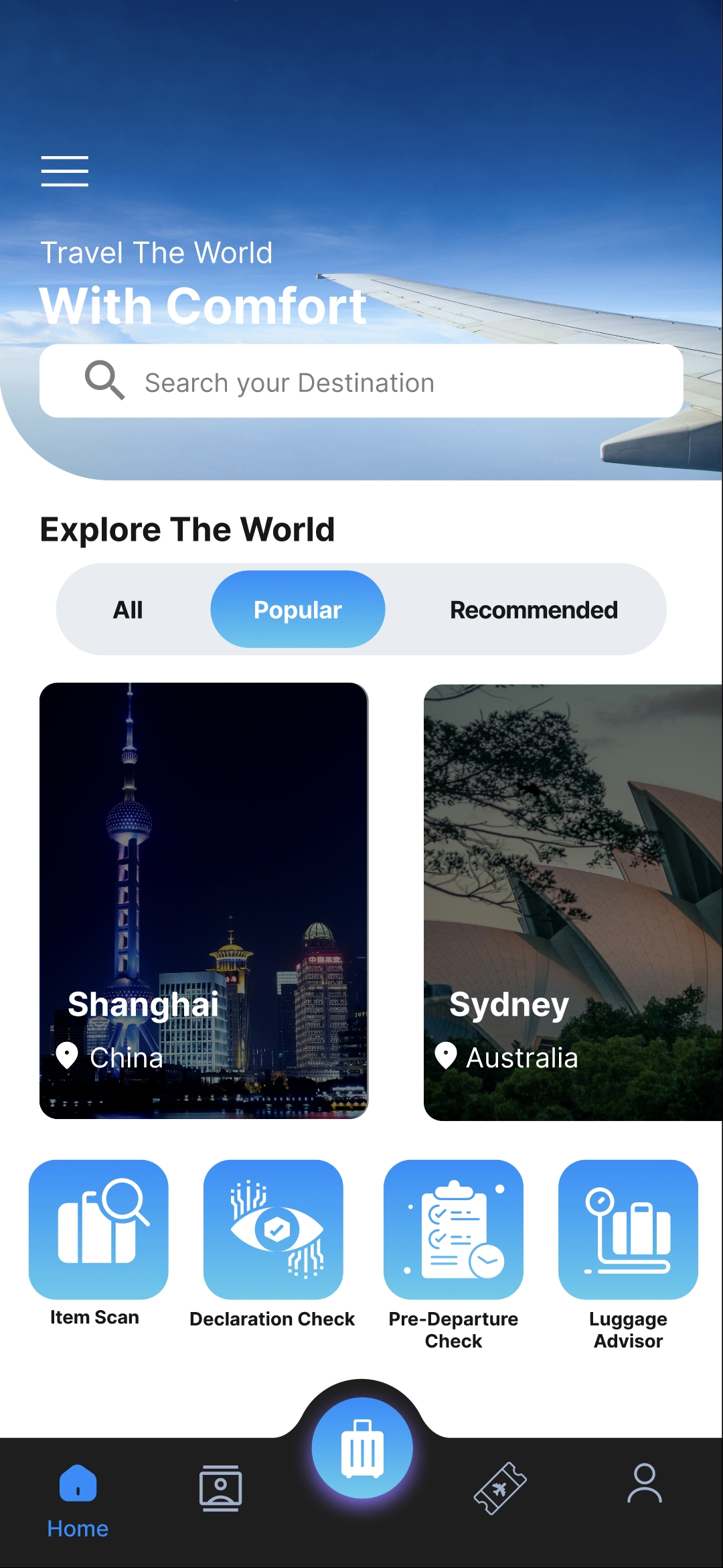 AirBag app home screen
